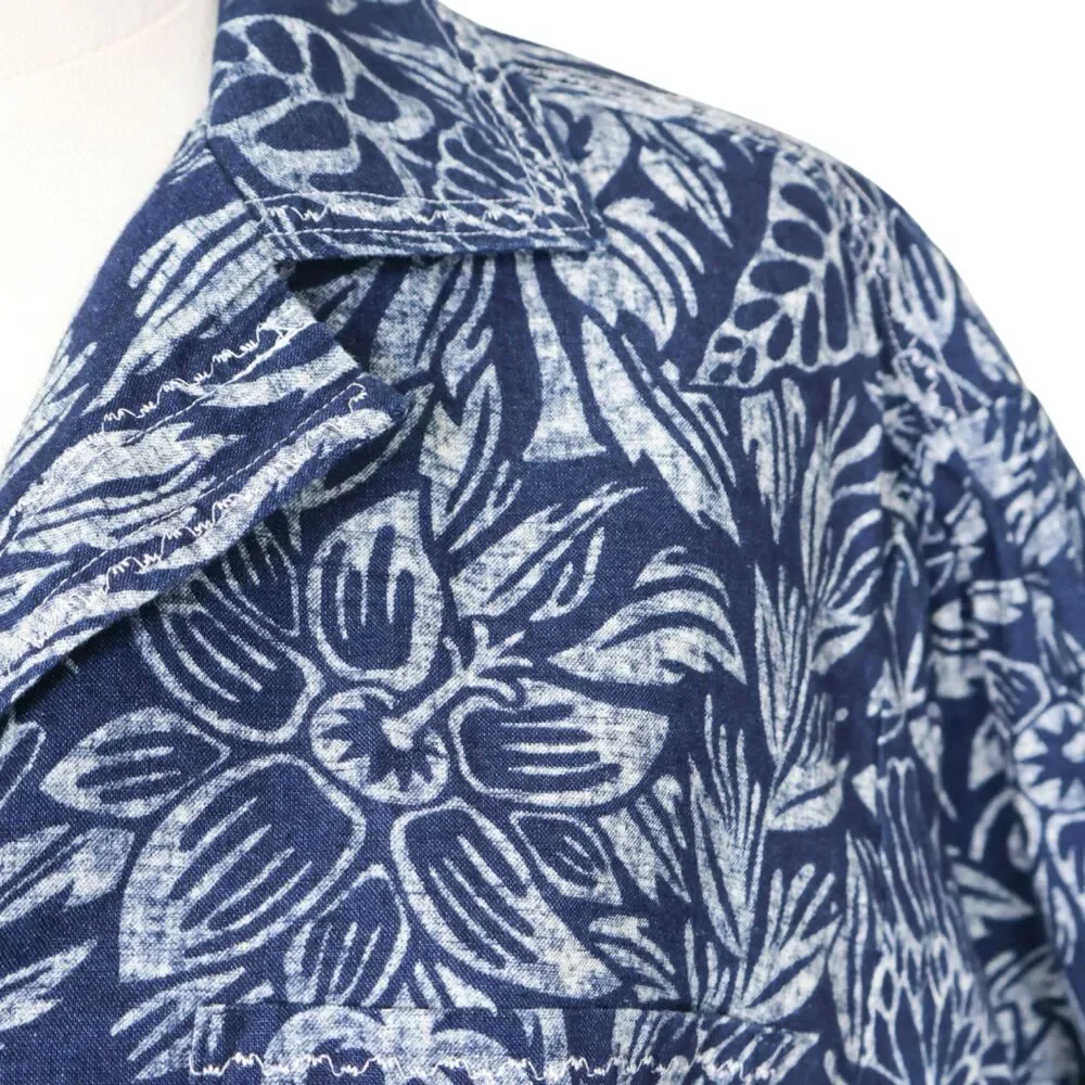 Scotch & Soda Printed Indigo Beach Shirt in a blue botanical XS